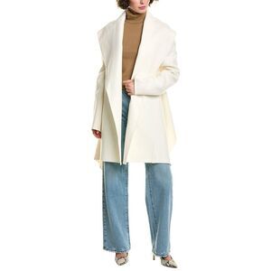 Michael Kors Collection Womens Double-Faced Shawl Wool Jacket, White